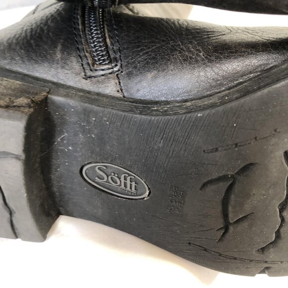 Sofft Boots Womens Size 7.5 Brown Knee High Leather Back Lace Zip Riding Tall - Picture 13 of 16